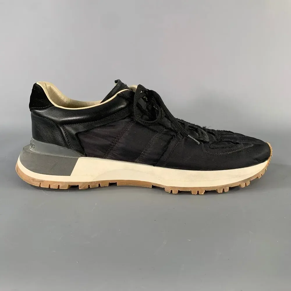 MAISON MARGIELA Size 10 Black Solid Nylon Lace Up Sneakers